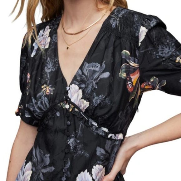 Allsaints Demi Lilly Floral Satin Mini Dress - Picture 3 of 13